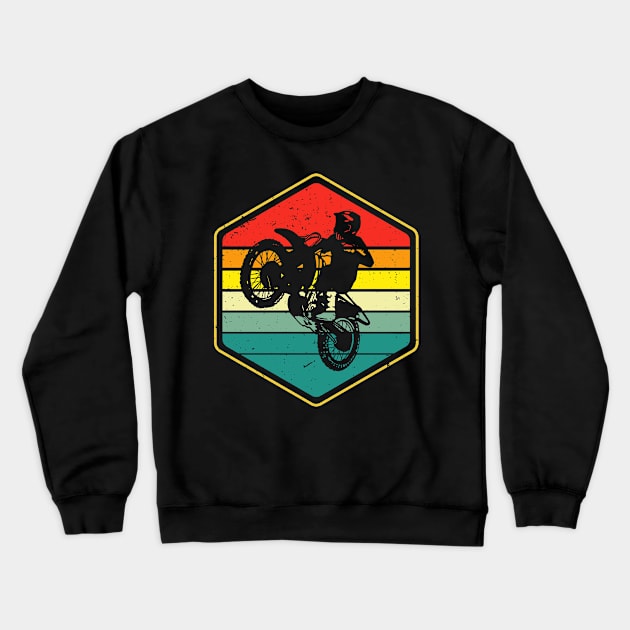 Vintage Motocross Dirt Bike Biker Retro Motorcycle Crewneck Sweatshirt by Foxxy Merch